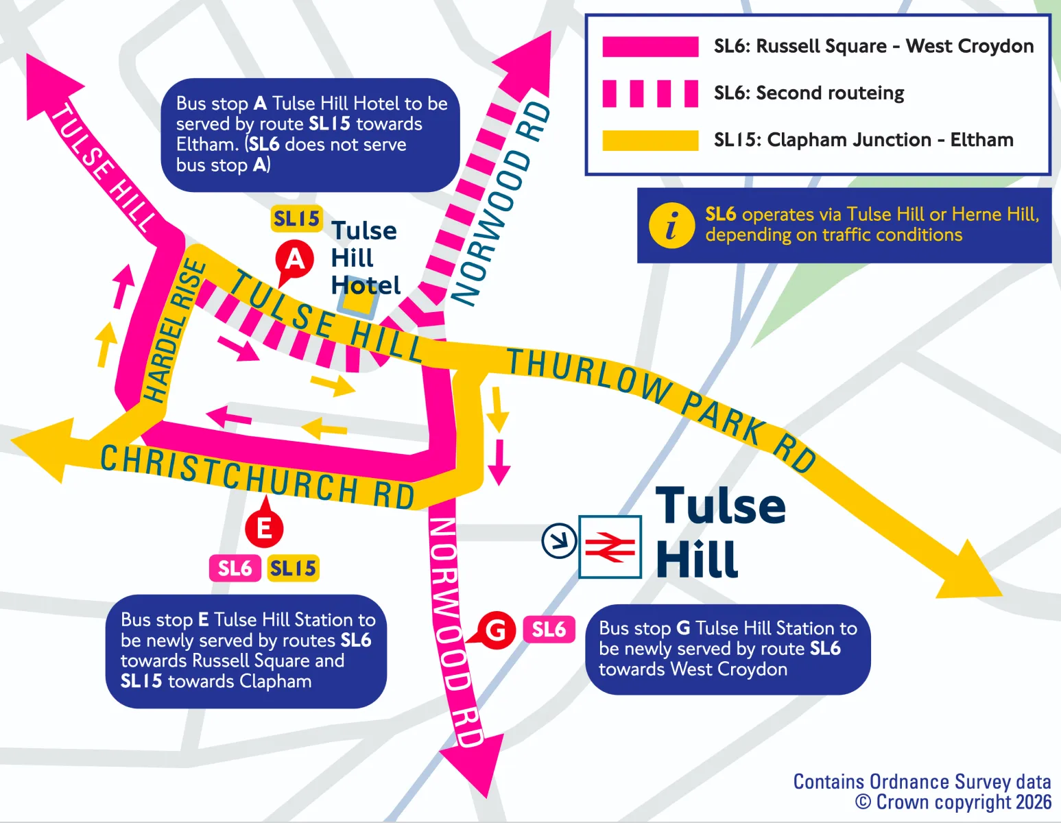 Superloop stops at Tulse Hill