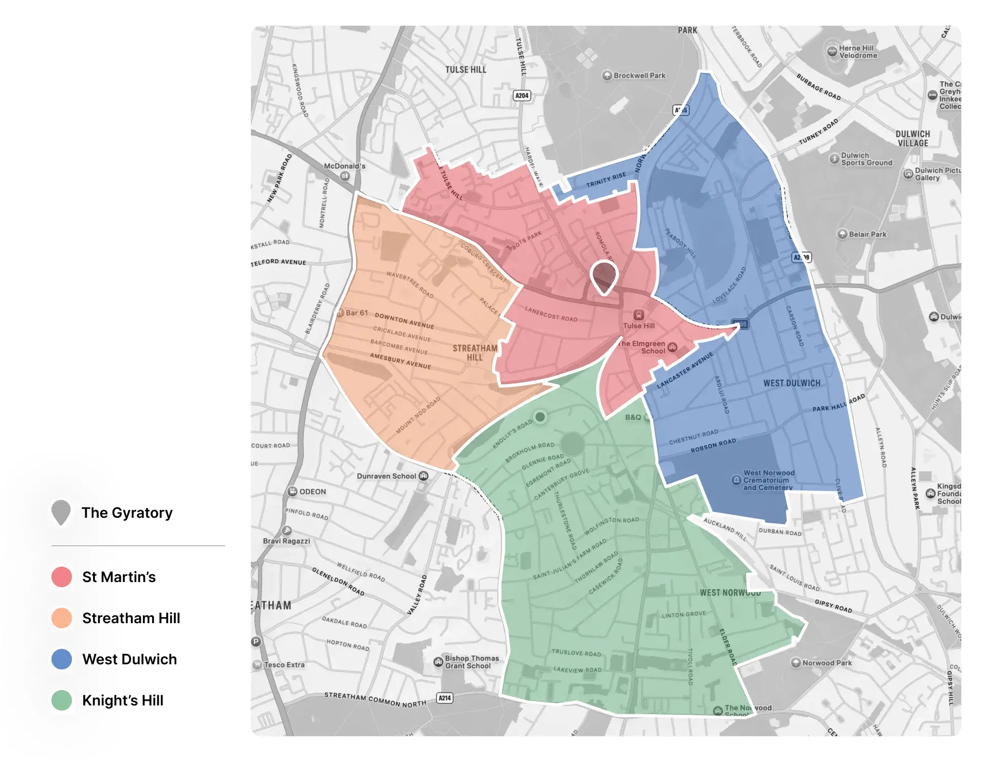 Map of council wards Tulse Hill